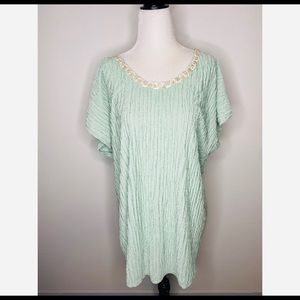 Vintage Mint Green Long Blouse Sleepwear